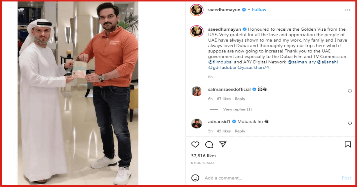 Humayun Saeed getting Golden Visa